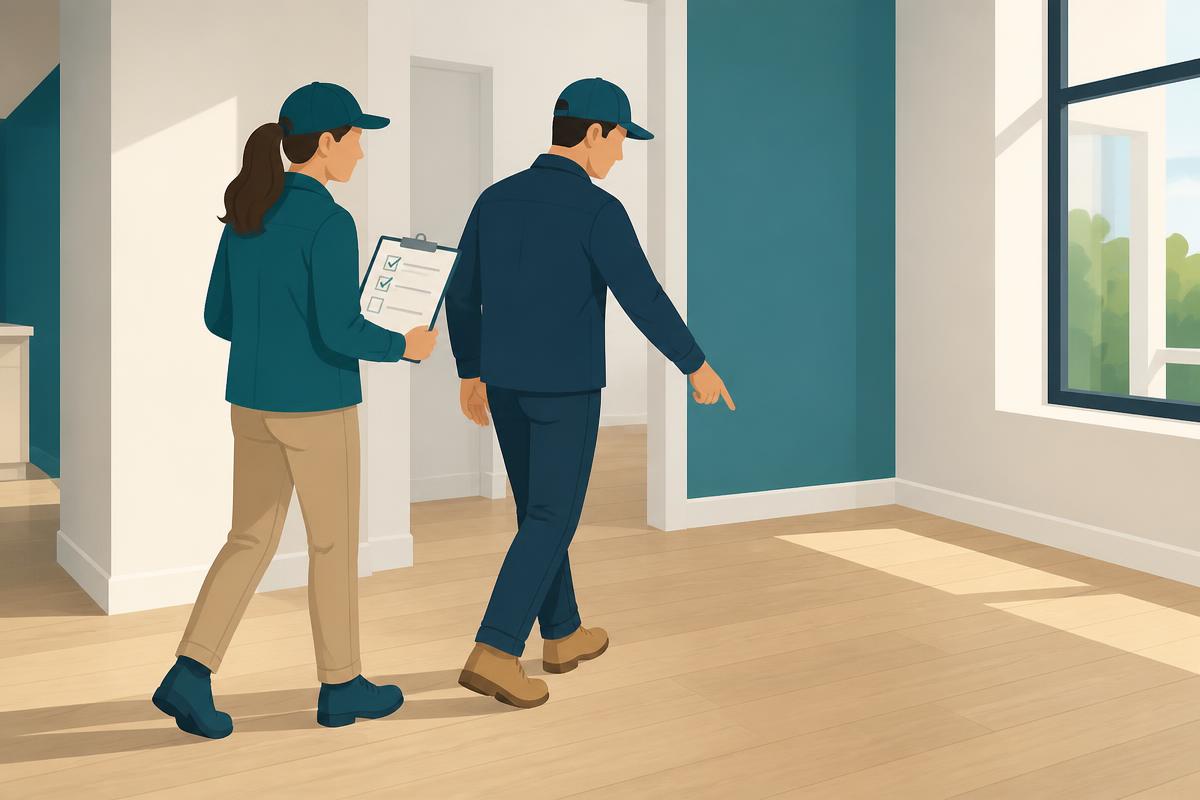 Illustration: gemeinsame Begehung mit Checkliste vor der Objektübergabe