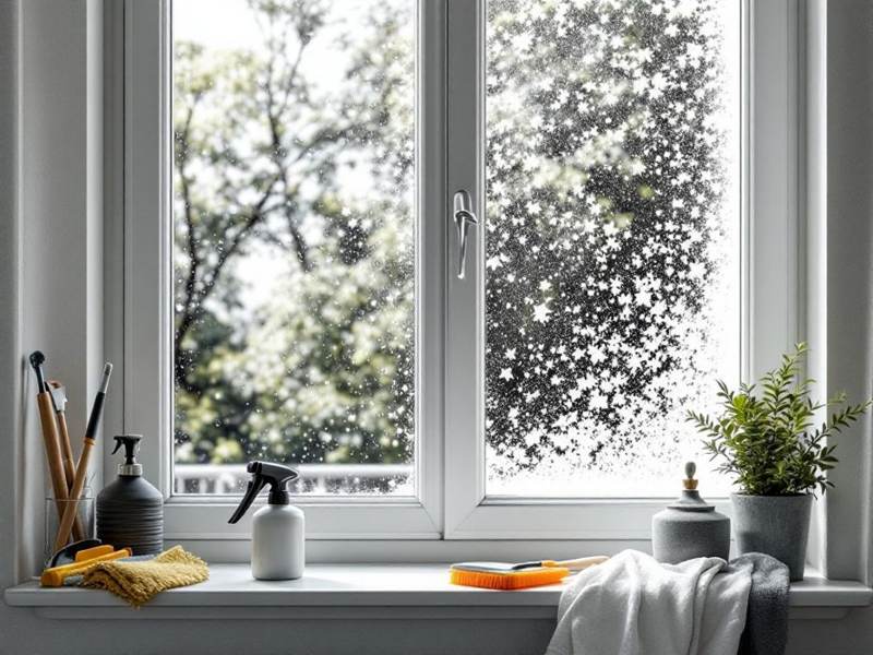 Fenster streifenfrei reinigen mit Einwascher und Abzieher